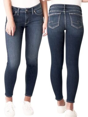 Silver Jeans Elyse Skinny Jeans W26 L27 Dark Wash Mid Rise Stretch Denim NWT